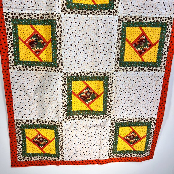 Homemade Handcrafted Baby Lap Blanket Quilt Fall Wall Hang Turkeys 39 1/2" x 30" - Picture 3 of 16